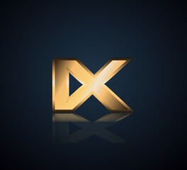 Obraz premium Modern Initial logo 2 letters Gold simple in Dark Background with Shadow Reflection IX