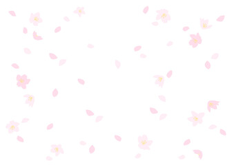 桜の花吹雪の背景イラスト