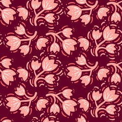 seamless pattern pink red flower creative design background vector illustration