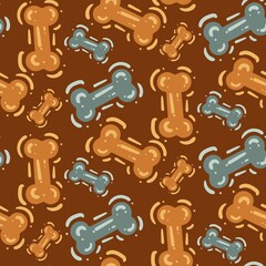 seamless pattern brown blue dog bone creative design background vector illustration