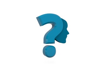 Confused concept question mark with human face icon illustration 3D render image