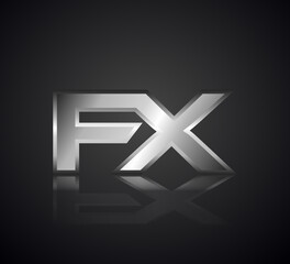 Modern Initial logo 2 letters Silver Metal Chrome simple in Dark Background with Shadow Reflection FX