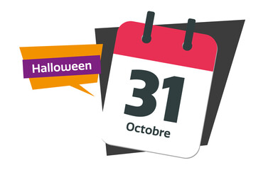 french 31 october calendar halloween day - obrazy, fototapety, plakaty