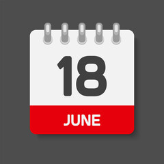 Icon day date 18 June, template calendar page