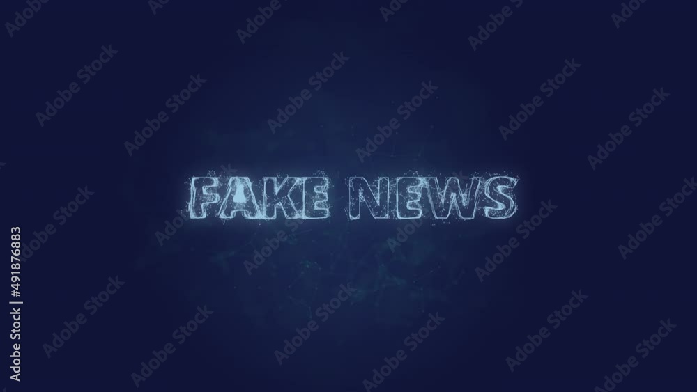 Aufkleber Fake news text. Plexus with text fake news. Plexus. 4K video