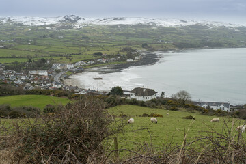 landscape with mountains and lake