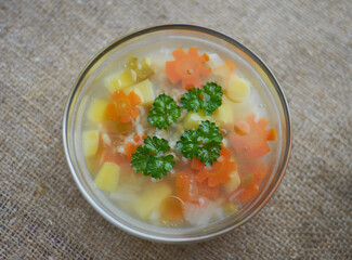 vegetable soup in a bowl on the table