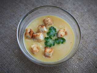 Lunch Time. Menu. Pea soup with croutons 
