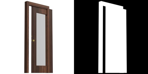 3D rendering illustration of a sliding glass door