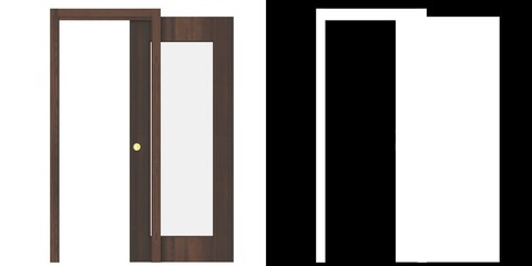 3D rendering illustration of a sliding glass door