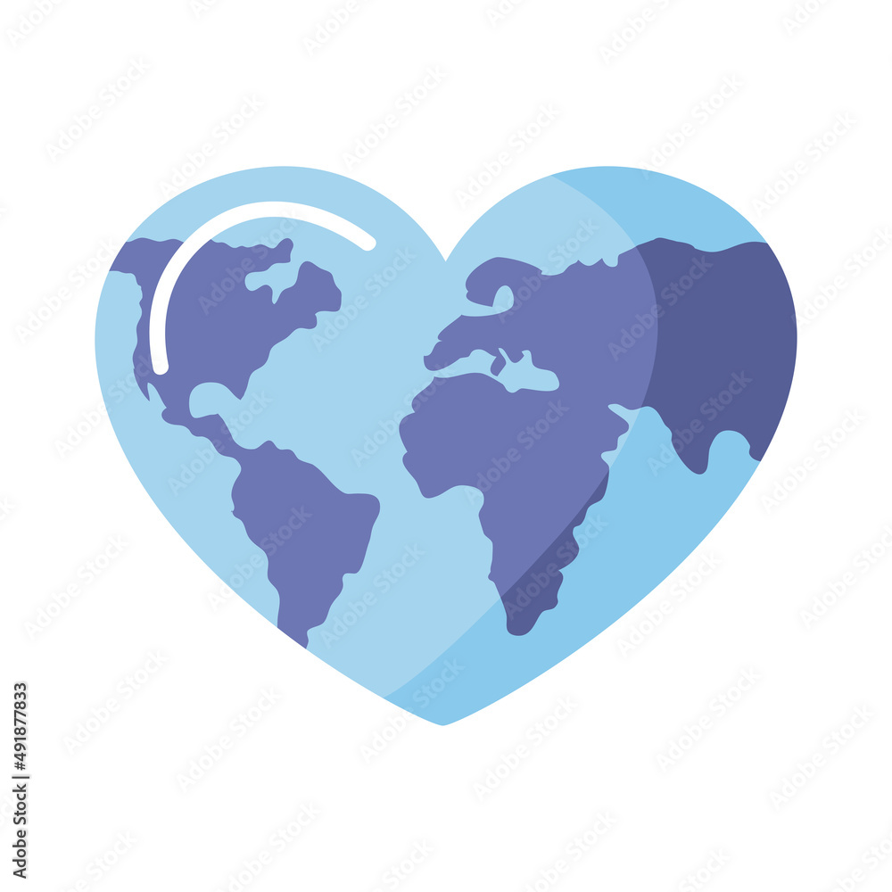 Wall mural earth planet with heart shape