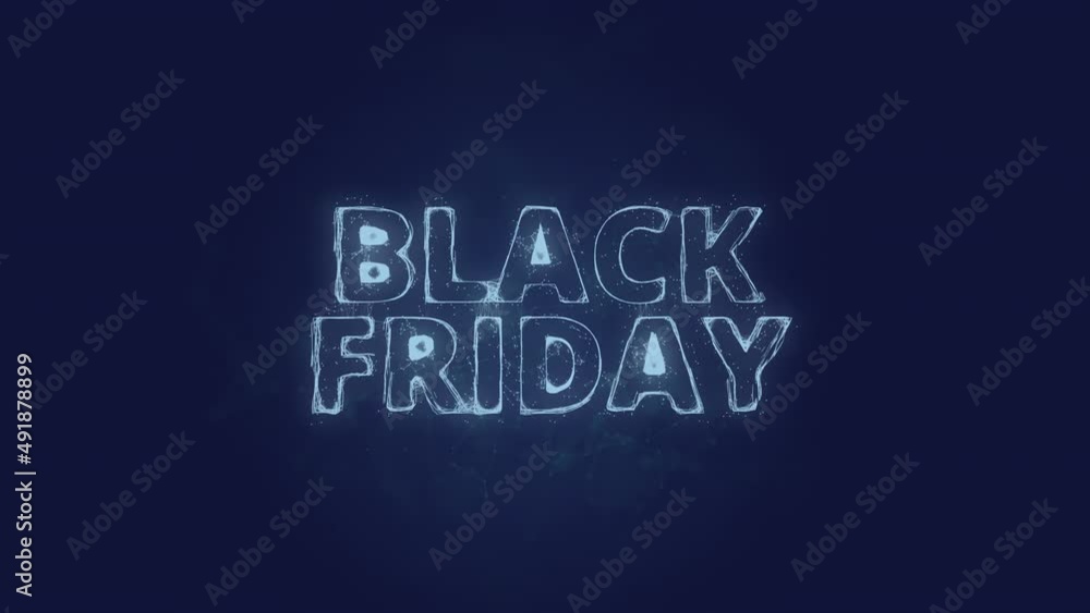 Poster Black Friday text. Plexus with text Black Friday. Plexus. 4K video