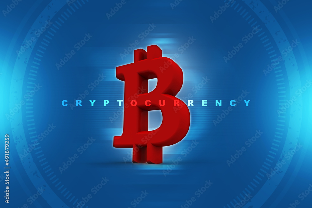 Poster 3d rendering bitcoin sign concept