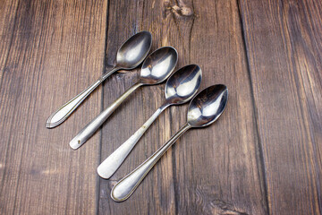 Spoons. Tea dessert spoons. Silver spoons. Old tablespoons.