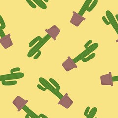 Cactus pattern. Vector seamless pattern or background with cactus