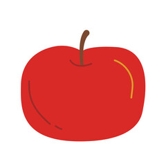 Red apple in cute cartoon flat style. Food illustration.