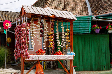 A traditional street market in romania
