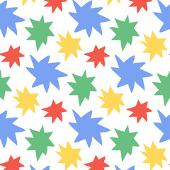 Hand drawn vector illustration of star bursting boom pattern. Explosion color comic shapes. © lessspacestudio