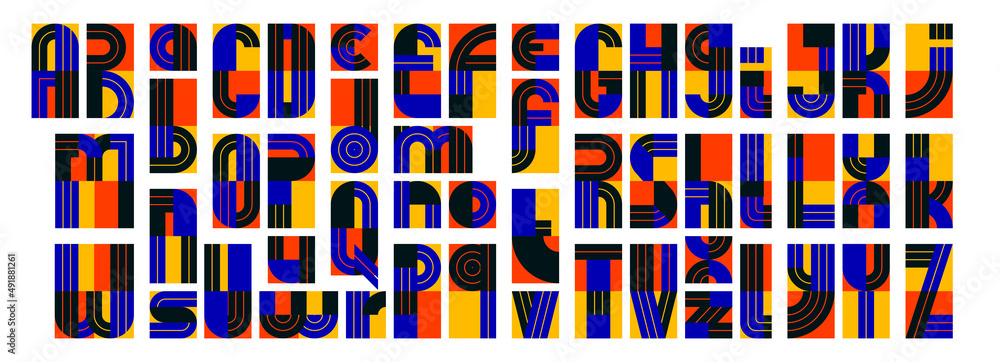 Poster abstract geometric modern font vector typeset, logo creation alphabet minimal tech linear geometry s