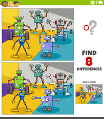 differences educational task with robots fantasy characters