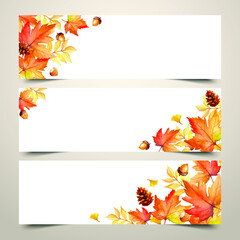Autumn design with leaves. background, banner, card and poster design
