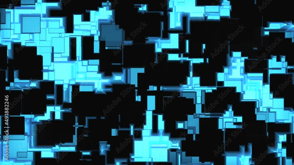 Poster abstract mosaic colorful background with blue and black randomly blinking cubes. design. square pixe