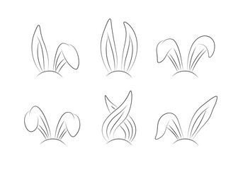 Bunny ears vector sexy logo collection. Happy Easter rabbit ears graphic icon set. 