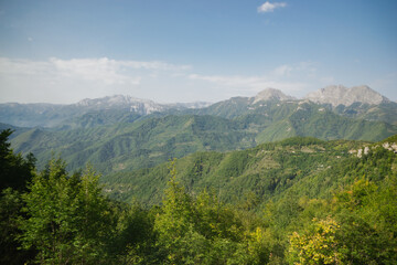 Canyon of the River Tara and Moraca in the mountains, Montenegro. High mountains covered with green forest in Montenegro. Nature background wallpaper.