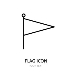Vector illustration with small flag. Outline icon.
