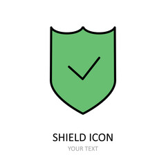 Vector illustration. Shield icon. Outline drawing.