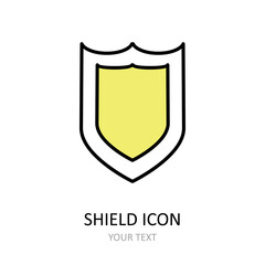 Naklejka premium Vector illustration. Shield icon. Outline drawing.