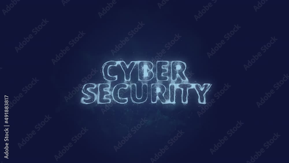 Poster Cyber security text. Plexus with text cyber security. Plexus. 4K video