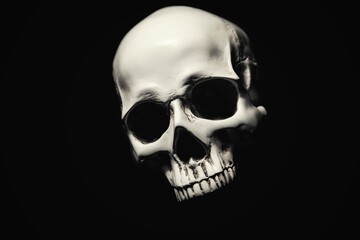 White skull against dark black background