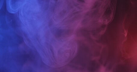 Smoke on black background with red and blue colors