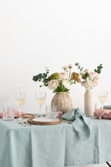 Concept of romanitic Easter table