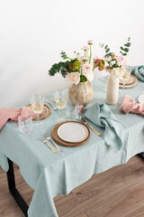Concept of romanitic Easter table