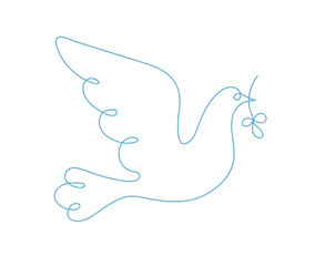 Vector drawing of the dove of peace on blie background
