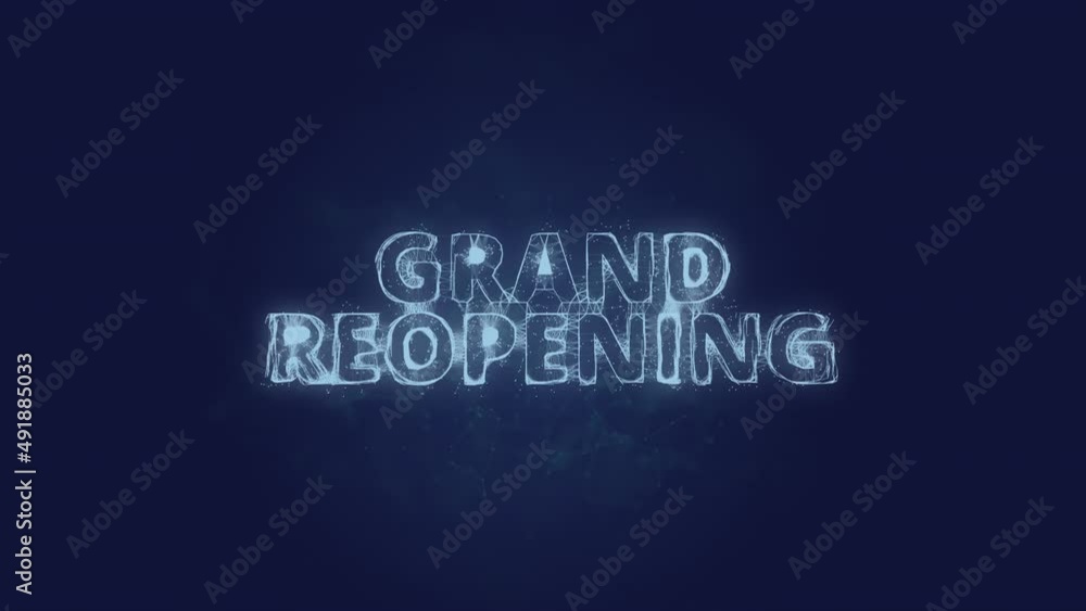 Poster Grand Reopening text. Plexus with text Grand Reopening. Plexus. 4K video