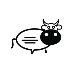 cow and chat bubble combination illustration logo design vector