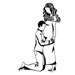 drawing black and white take a woman and a man