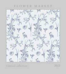 Flower pattern poster in vintage style
