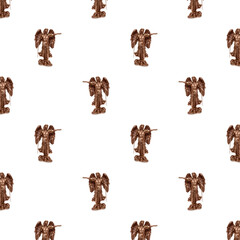 Archangel Michael seamless pattern on white background.