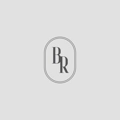 Initial BR wedding monogram logo design - obrazy, fototapety, plakaty