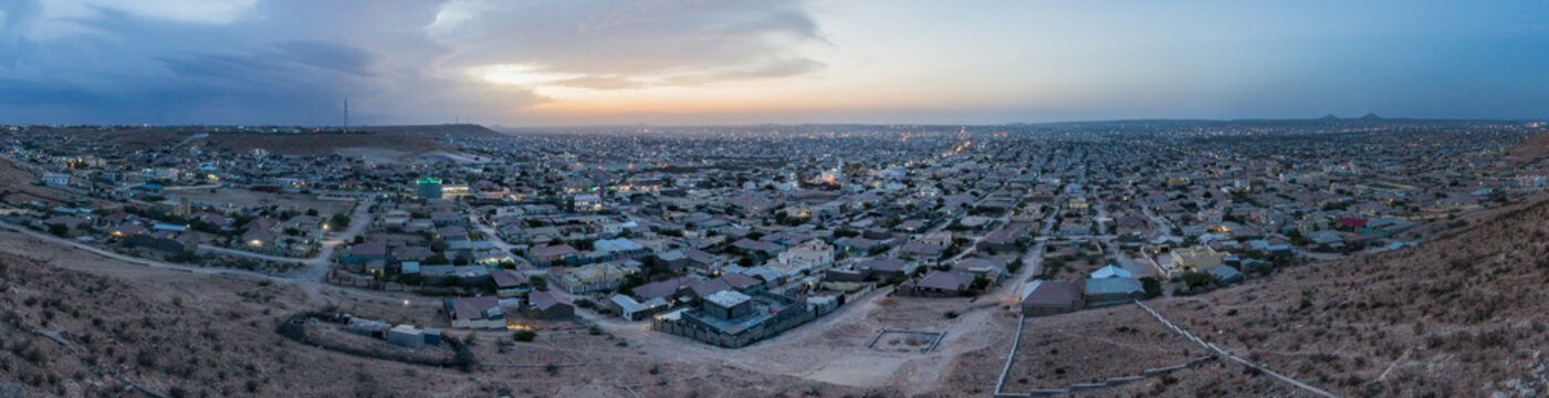 Sunset aerial view of Hargeisa, capital of Somaliland