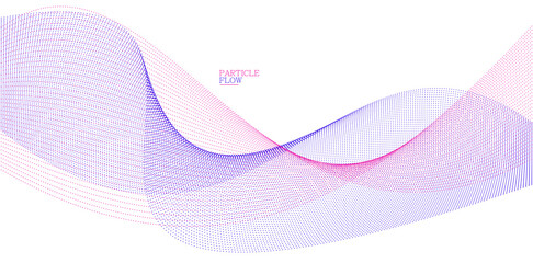 Tranquil vector abstract background with wave of flowing particles, easy and soft smooth curve lines dots in motion, airy and relaxing illustration.