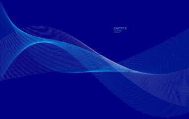 Dark blue airy particles flow vector design, abstract background with wave of flowing dots array, digital futuristic illustration, nano technology theme.