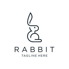 rabbit logo simple monoline design illustration