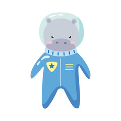 cute astronaut hippo