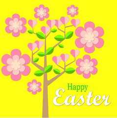 Happy Easter greeting card with flowers