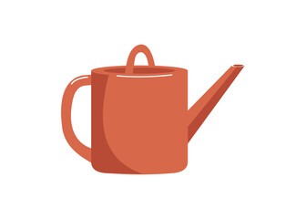 A  gardening tool, a watering can isolated on a white background. Colored flat vector illustration. Floristics and gardening, hobbies, outdoor activities. Horticulture, agronomy sign.